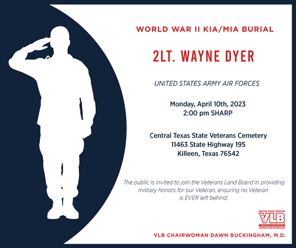  Join Us For A World War II KIA/MIA Veteran Burial At The Central Texas State Veterans Cemetery